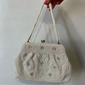 Vintage Beaded Floral Pastel Handbag